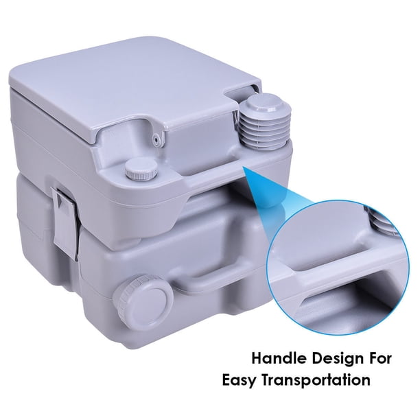 Toilette Portable GYMAX 20L – Chasse D’eau Efficace, Vanne étanche, Entonnoir Télescopique, Idéale Pour Camping, Pêche Et Road-trip