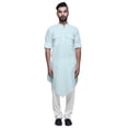 thumbnail image 3 of Atasi Kurta Long Asymétrique en Coton à Col Mandarin pour Garçons, Tenue Décontractée, 3 of 5