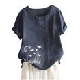 thumbnail image 2 of Babysbule Hauts pour Femmes Liquidation Mode Femmes Été Ample Imprimé T-Shirt à Col Rond Manches Courtes Blouse Décontractée Hauts, 2 of 3
