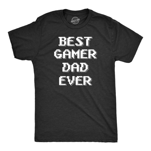 Mens Best Gamer Dad Ever T Shirt Funny Video Game Fathers Day Tee (Heather Black) - M