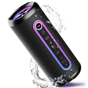 Haut-parleur Bluetooth portable IPX7 Haut-parleur sans fil étanche avec 30W Conférencier puissant 24Hrs Lumières clignotantes colorées TWS Jumelage sans fil pour l'extérieur/partie/pêche/voyage/dons