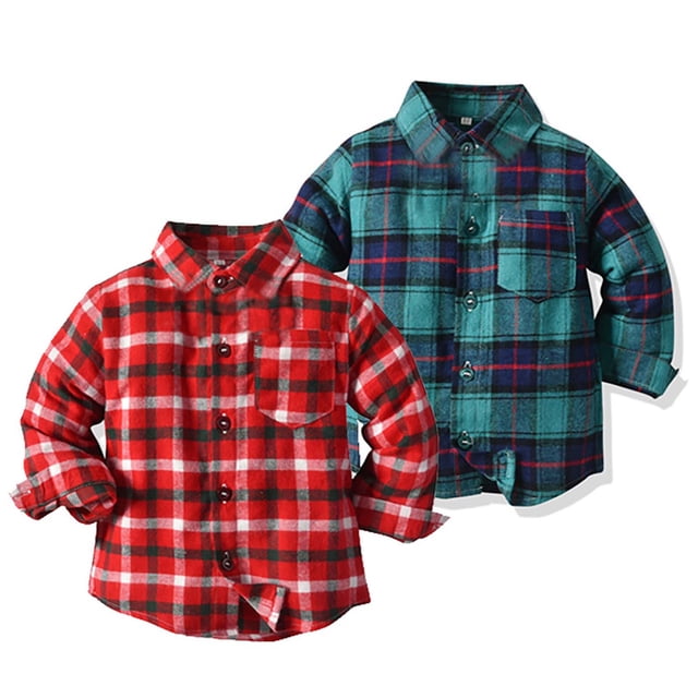 Tranfacy Chemises à Carreaux à Boutons pour Filles et Garçons à Manches Longues Col Rabattu Veste Style Vintage d'Automne