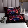 thumbnail image 3 of Erosebridal Ensembles de Courtepointe pour Filles Gamer pour Lit Très Grand Size, Ensemble de Lit Manette Dégradé Néon, Décor Éclair Rouge, Microfibre 3 Pcs, 3 of 5