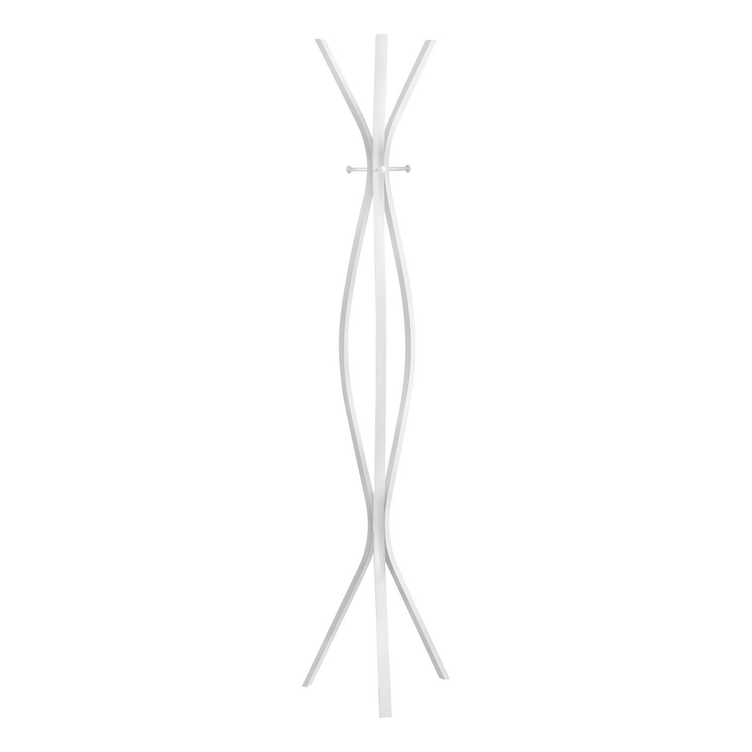 Monarch Specialties Coat Rack, Hall Tree, Free Standing, 3 Hooks, Entryway, 72"h, Bedroom, Metal, White, Contemporary, Modern