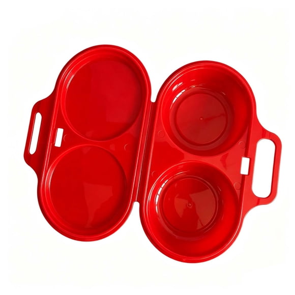 Fareti Food Grade Plastic Microwave Egg Poacher 2 Cavity Design Heat Resistant Perfect for Home Kitchen Breakfast, Red