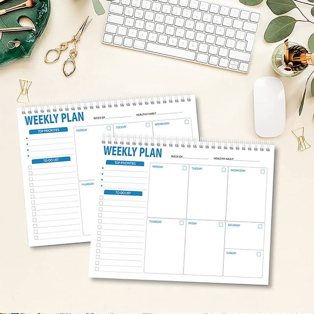 Weekly Planner Notebook 8-Lined Daily Sections 7-Day To-Do List Notepad Fractional Point System for Task Prioritization 25.4 x 19 cm Sturdy Cardboard Backing