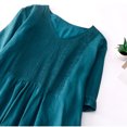 thumbnail image 4 of Meichang Robes Amples à Col Ras du Cou pour Femmes Coupe Ample Décontractée en Coton et Lin Robes Confortables à Manches Courtes Tunique Robes de Plage avec Poches Robes Midi Unies Bleu m, 4 of 6