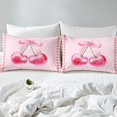 thumbnail image 3 of Erosebridal Housse de Couette à Nœud Rose pour Enfants Filles, Ensemble de Literie Style Princesse de Rêve Double, Ensembles de Lit Réversibles à Nœud Cerise Rose, Housse de Courtepointe à Carreaux Rustique avec 2 Taies d'Oreiller en Microfibre (Sans Couette), 3 of 6