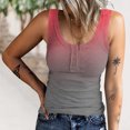 thumbnail image 4 of Women Ribbed Knit Sleeveless Top, Button Front Basic Camisole Scoop Neck Casual Stretchy  for Daily Gradient Blue,Gradient Pink,Gradient Red,Gradient Purple,Pink Blue,Black White, 4 of 6