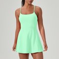 thumbnail image 2 of hotojiny Robes 2 en 1 pour Femmes à Bretelles Spaghetti Extensibles Robe de Tennis d'Entraînement avec Shorts Unie Fluide Évasée Mini Robes Actives, 2 of 6