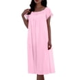 thumbnail image 4 of Timegard Chemises de Nuit pour Femmes Col Rond Manches Courtes Chemises de Nuit Décontractées Smockées Nœud Uni Tenue d'Intérieur, 4 of 6