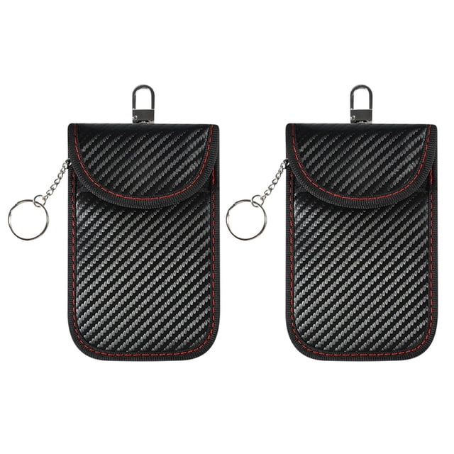 Cagogo RFID Key Fob Protector, 2 Pack Car Key Signal Blocking Bag, Anti-Theft RFID Blocker Pouch, Anti-Hacking Case for Keyless Entry Vehicles, Leather Key Fob Cover for Car Keys and House Keys