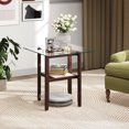 thumbnail image 4 of Gymax 24'' Square Glass Side Table w/Storage Shelf & Rubber Wood Frame for Living Room, 4 of 10
