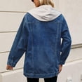 thumbnail image 4 of Timegard Womens Denim Jackets Lapel Neck Long Sleeve Drawstring Hoodie Top Jean Jacket with Pockets, 4 of 5