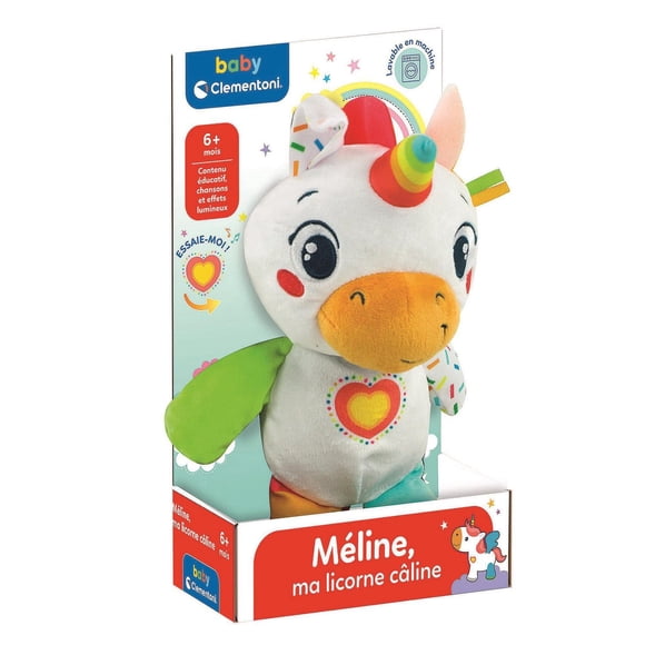 Clementoni Baby - Peluche Licorne - inclut des mélodies amusantes - stimule le développement multisensoriel des bébés - À partir de 6 mois