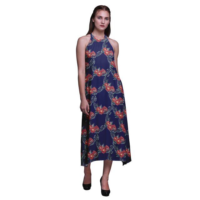 Bimba Robe de Plage Dos Nu à Col Halter pour Femmes, Tenue de Soirée d'Été - Petite