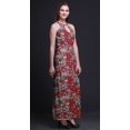 thumbnail image 2 of Bimba Floral Ladies Crew Neck Waist String Print Maxi Dress with Side Slits Summer Wear-Small, 2 of 6