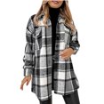 thumbnail image 2 of Aqestyerly Women Plaid Print Cardigan Jacket With Pockets,Long Sleeve Lapel Coat For Fall Winter Daily Wear HWRETIE, 2 of 8