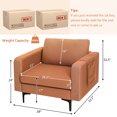 thumbnail image 4 of Costway Fauteuil d'Appoint Moderne en Tissu de Lin, Sofa une Place avec Pochette de Rangement Latérale, Orange, 4 of 9