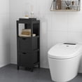 thumbnail image 2 of Costway Bathroom Floor Cabinet Freestanding Side Storage Organizer with 2 Removable Drawers Black, 2 of 10