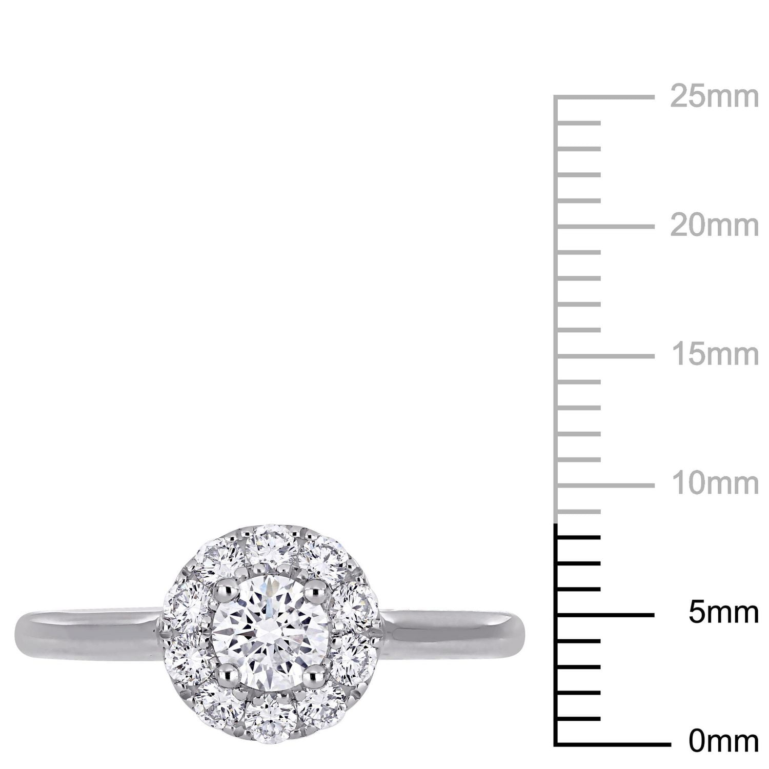 Bague de fiançailles Miabella avec diamants de laboratoire 3/4 CT poids total en or blanc 14K
