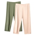 thumbnail image 1 of MeetoTime Lot de 2 Pantalons de Pyjama Capri pour Femmes Pantalons de Détente pour le Sommeil Taille Élastique Capris Grande Taille P-5TG, 1 of 2