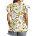thumbnail image 4 of Hauts d'Été Grande Taille pour Femmes Mode Décontractée Col Rond à Volants Manches Courtes Imprimé Pull Blouse Col en V T-Shirt Femmes en Solde, 4 of 6