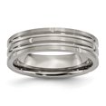 thumbnail image 1 of Titanium Grooved 6mm Polished and Satin Band Ring 7.5 Size, 1 of 6