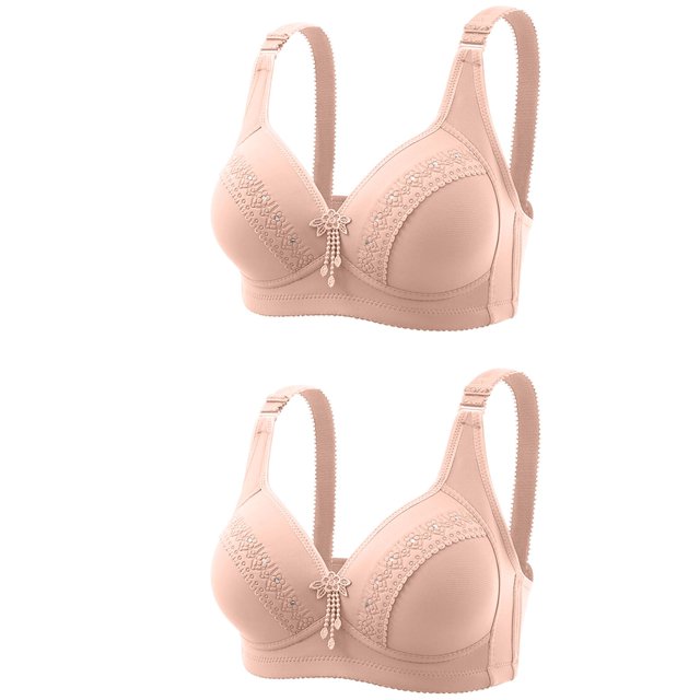 Besolor Wireless Bras for Women High Support Push up Gathering Bralettes Soft Full Coverage Underwear 2 Pack
