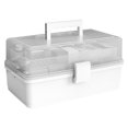 thumbnail image 2 of Pill Storage Box 3-Layer Large Capacity Home Cosmetics Case Plastic Sundries Organizer  Ordinary Style  Pink, 2 of 10