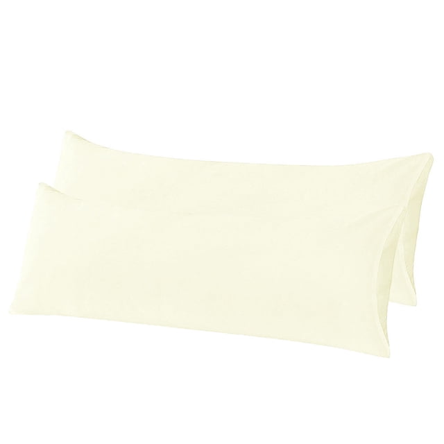 PiccoCasa 2Pcs Body Pillowcases Microfiber Pillow Covers, Queen Pearl White