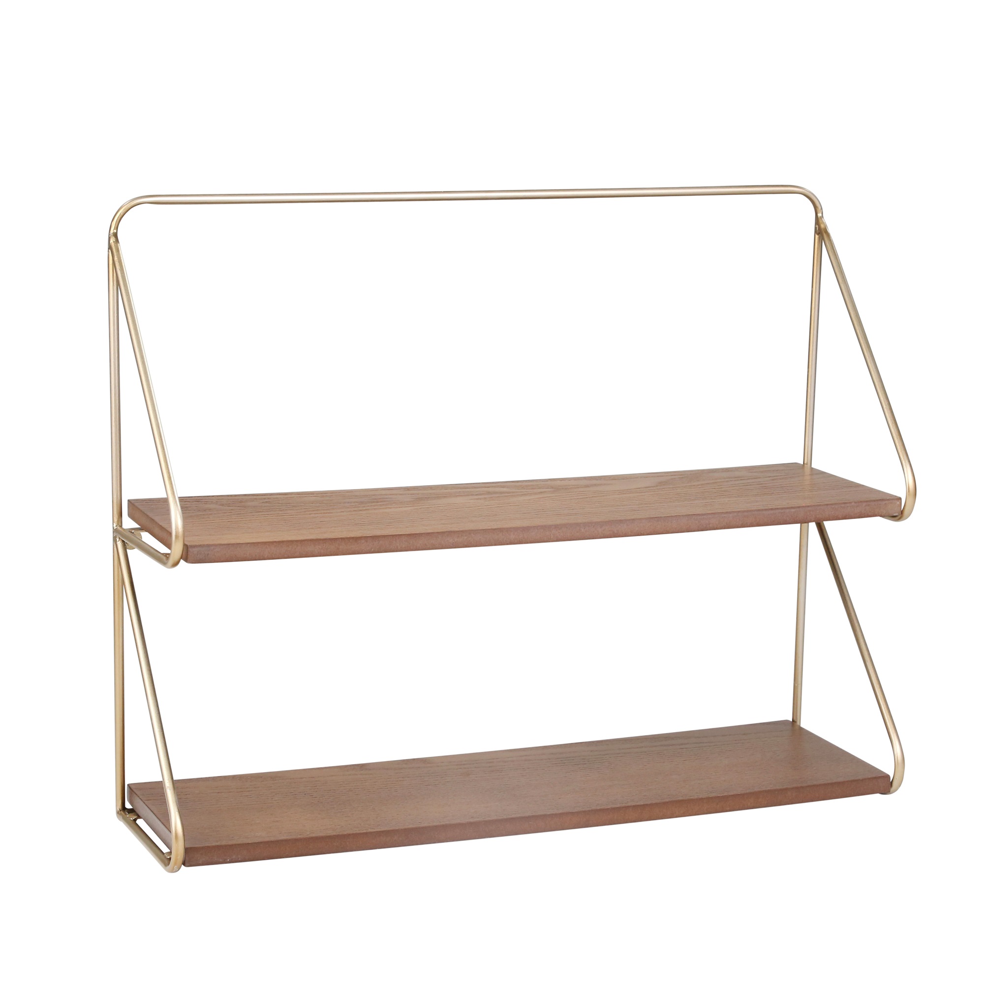 Sagebrook Home Metal/Wood 20" 2 Tier Wall Shelf, Gold
