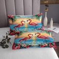 thumbnail image 3 of Erosebridal Cute Flamingo Coverlet Set Queen, Tropic Floral Flower Bedding Set, Cartoon Ocean Decor, 3 of 5