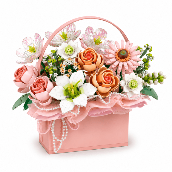 Tradeopia 1,212-Piece Gift Box Pink Flower Mini Building Kit