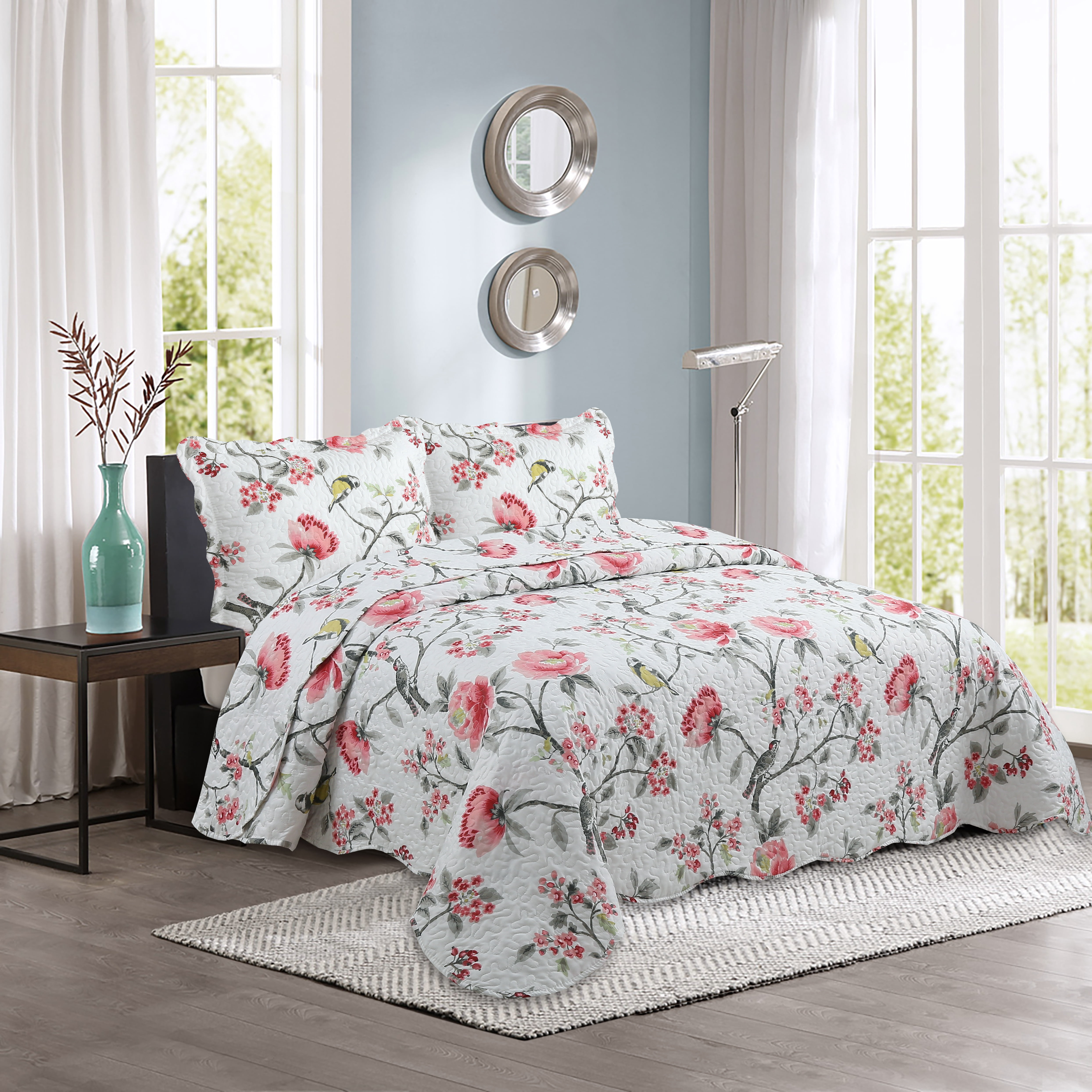 Marina Decoration Rich Printed Stitching Coverlet Bedspread Ultra Soft Summer Bedding Quilt Set with Quilted Sham