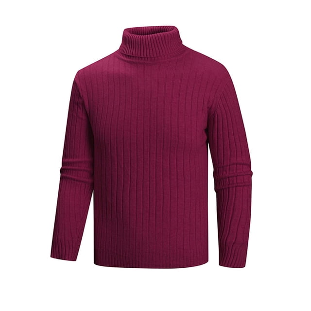 fatyb Chandail pour Hommes à Col Roulé Décontracté Tricoté Extensible à Manches Longues Hauts Chauds d'Automne Hiver pour Hommes