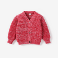 thumbnail image 1 of PatPat Toddler Girl Button Design Waffle Knit Sweater Cardigan Red/White Size 5-6 Years, 1 of 1