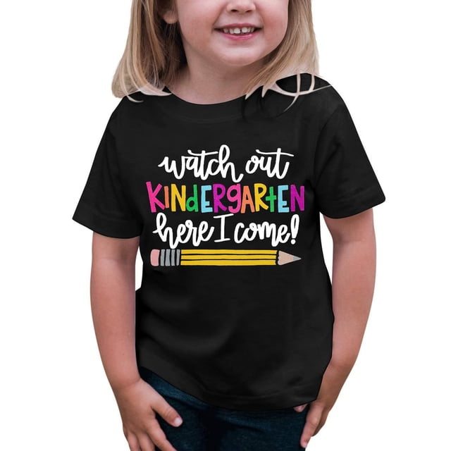 TZEWGL Cartoon Pencil Letter Print Short Sleeve Crewneck Basic Tees For Newborn Top For Girls Boys size 3-4T