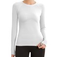 thumbnail image 1 of fheaev Chandails à Manches Longues pour Femmes Col Rond Chandail du Bas Ajusté Décontracté Extensible Ajusté sous-Blouses Entraînement Haut de Sport Pilates Vêtements de Mise en Forme Couche de Base Hauts, 1 of 3