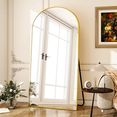 BEAUTYPEAK 77"x39" Arch Full Length Mirror Oversized Floor Mirrors for Standing Leaning, Gold