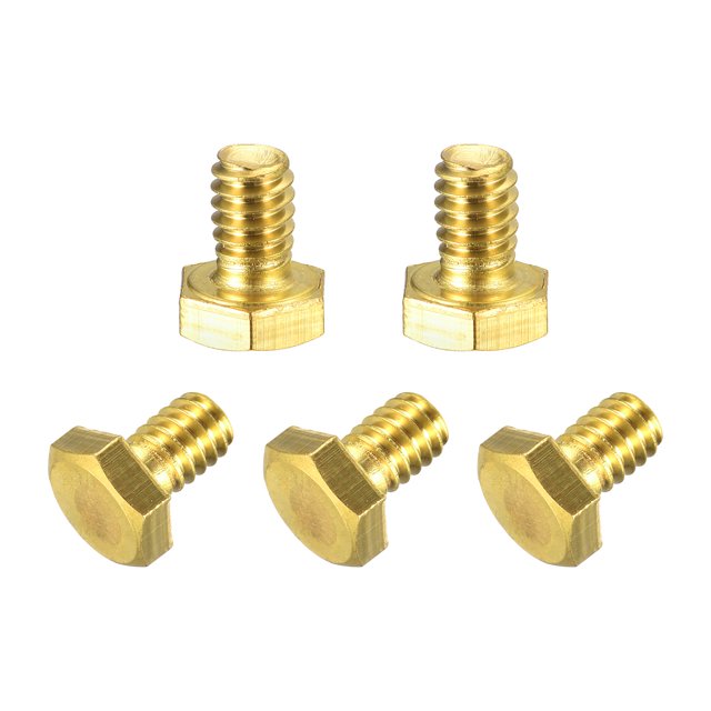 Unique Bargains Brass Hex Bolts, 1/4-20x3/8' 5 Pack Fully Thread Grade 4.8 Machine Screws