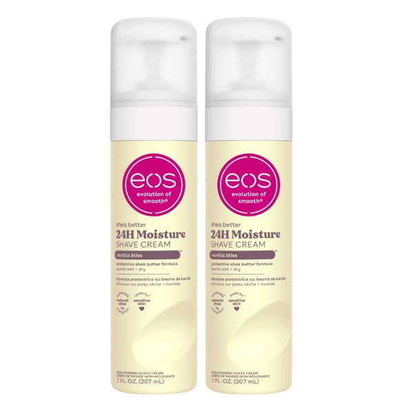 eos Crème à Raser pour Femmes Shea Better - Vanille Bliss, Soins de la Peau au Beurre de Karité, Crème à Raser pour Femmes, 14 fl oz, Lot de 2