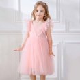 thumbnail image 1 of Elegant Girls Dresses Backless Tutu Ruffle Short Sleeve Square Neck Design for Kids Wedding and Special Events Clothing, 1 of 3