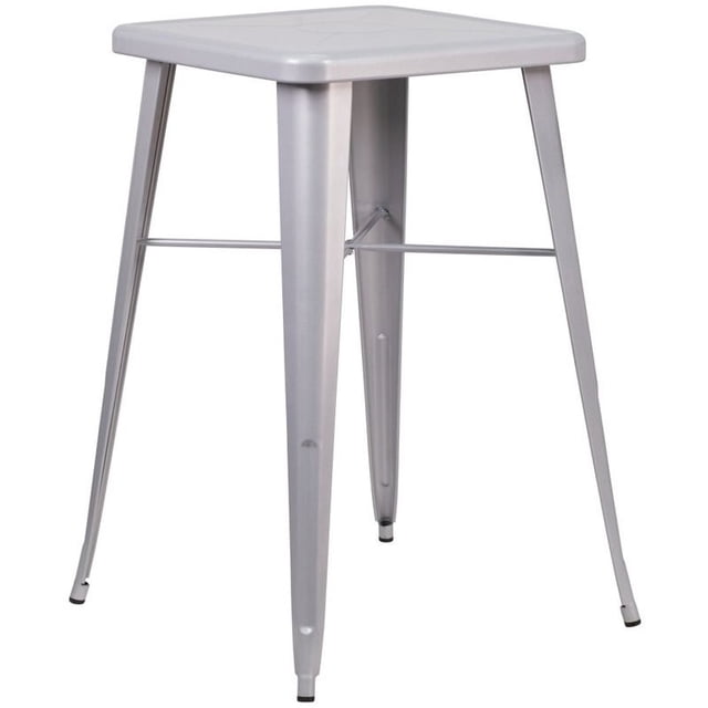 Flash Furniture 28" Square Metal Bar Table in Silver
