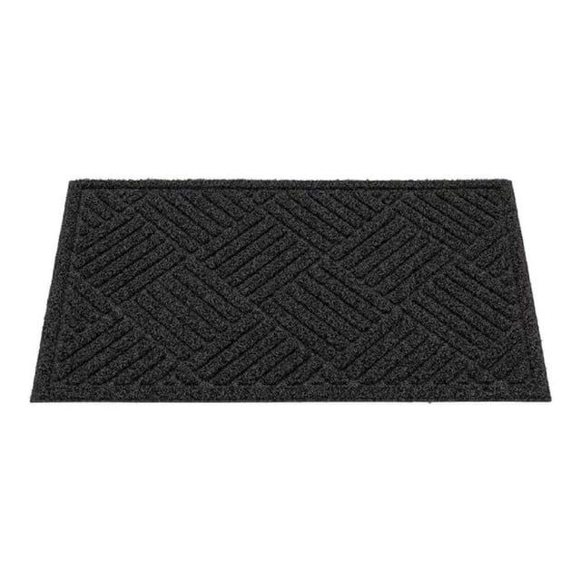Heavy Duty Utility Mat 2'X3' in black PVC with a textured geometric pattern of raised diagonal lines forming diamond shapes, rectangular with non-slip backing, waterproof and easy to spot clean, suitable for indoor or outdoor use.