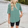 thumbnail image 2 of fatyb Women's Striped Short Sleeve T Shirts Crew Neck Loose Basic Tee Casual Summer Color Block Tops, 2 of 6