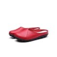 thumbnail image 1 of Woobling Womens Mules Slip On Flats Comfort Clogs Lightweight Slides Walking Leather Mule Red US 4, 1 of 5