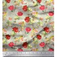 thumbnail image 1 of Soimoi Orange Cotton Poplin Fabric Leaves & Floral Decor Fabric Printed BTY 42 Inch Wide, 1 of 3