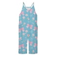 thumbnail image 4 of Girls Overall Bow Print Summer Rompers for Girls Casual V Neck Suspender Rompers with Pockets Girls Outfits Size 8-10 Y, 4 of 5