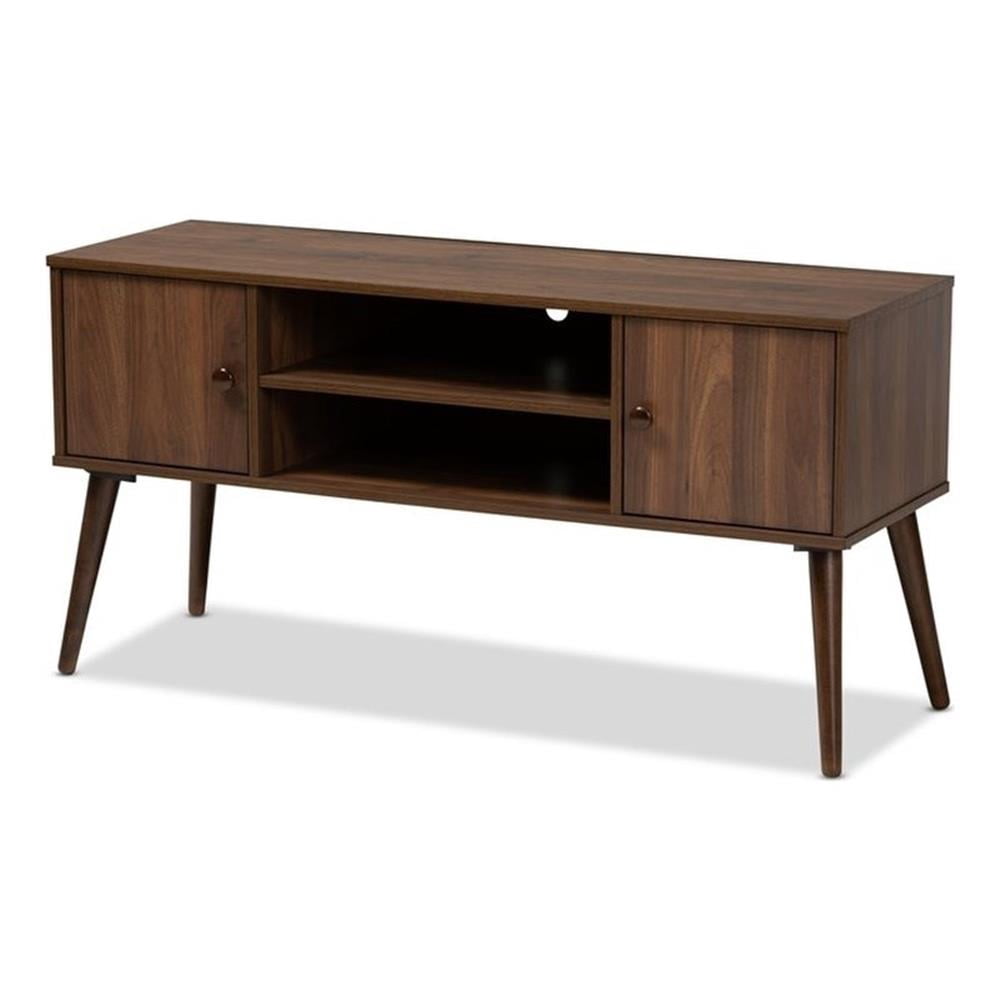Baxton Studio Alard 2-Door Wood TV Stand in Brown